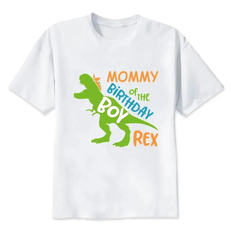 Matching Family Outfits For Birthday Boy Dinosaur Rex Theme Party Family Look T-shirt Kids Clothes Father Mother Daughter Son