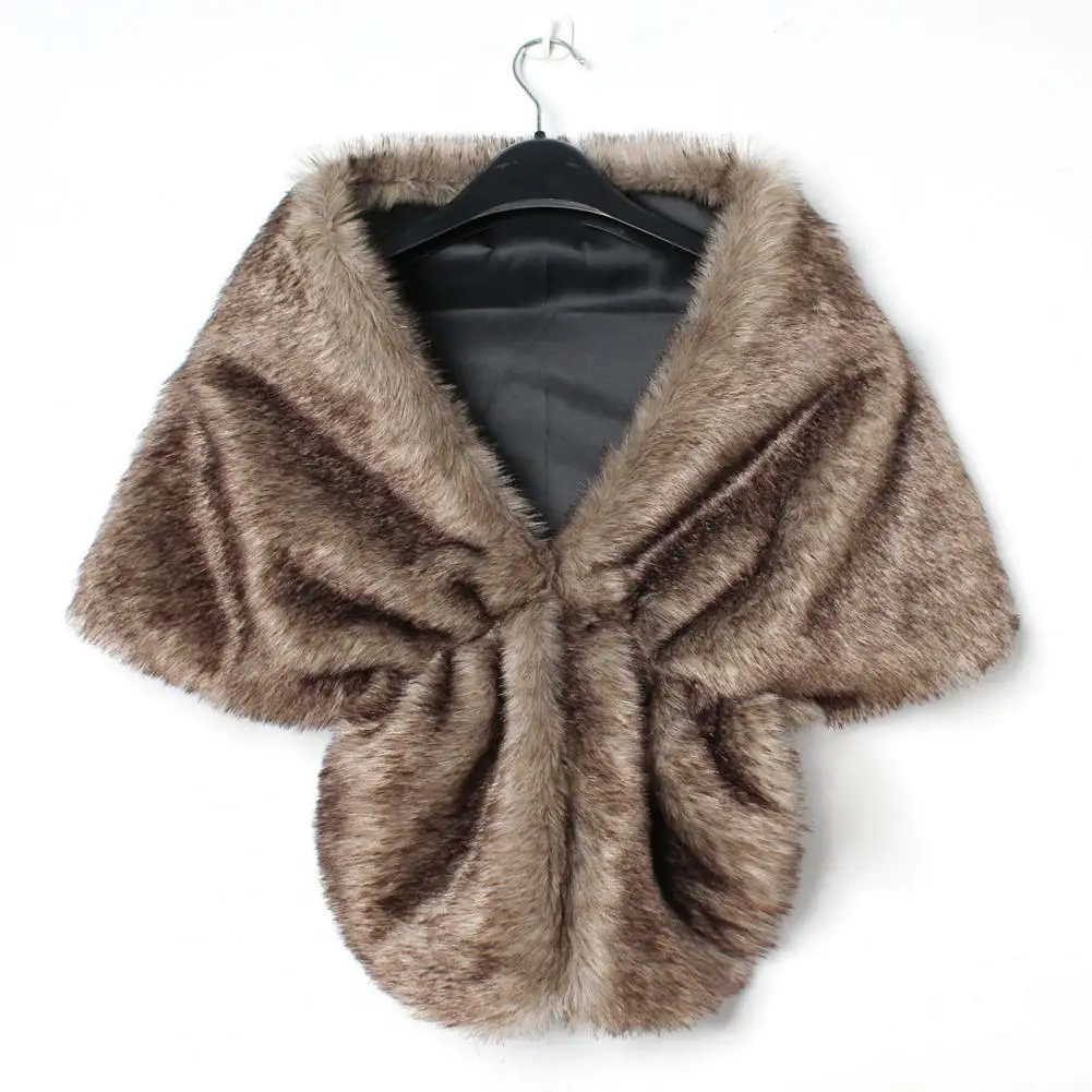 Autumn Winter Lady Artificial Fur Shawl Thickened Warm Coldproof Women Cape Coat Solid Color Luxurious Formal Shawl For Party