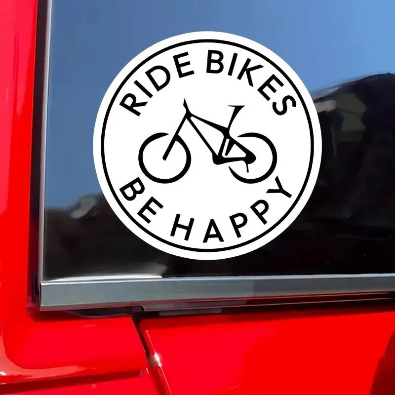 

1 "happy cycling" bicycle decorative sticker - minimalist style with large lettering design, matte finish, waterproof