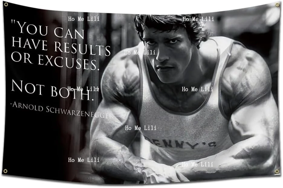 Arnold Schwarzenegger You Can Have Results Or Excuses Not Both Banner Tapestry Wall Hanging Workout Gym Inspirational Quotes