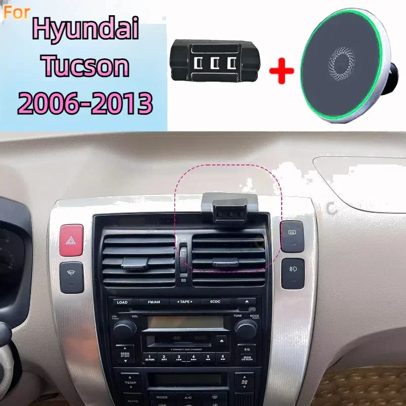 For Hyundai Tucson 2006 2007 2008 2009 2010 2011- 2013 Magnetic Car Phone Holder 15W Wireless Charging Phone Stand MagSafe Base