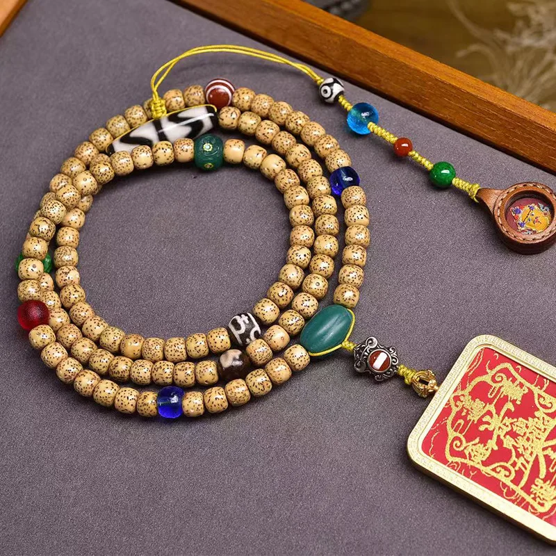Xingyue Bodhi 108 Buddhist Prayer Beads Hand-Painted Lucky Five Directions Of Fortune Tangka Pendant