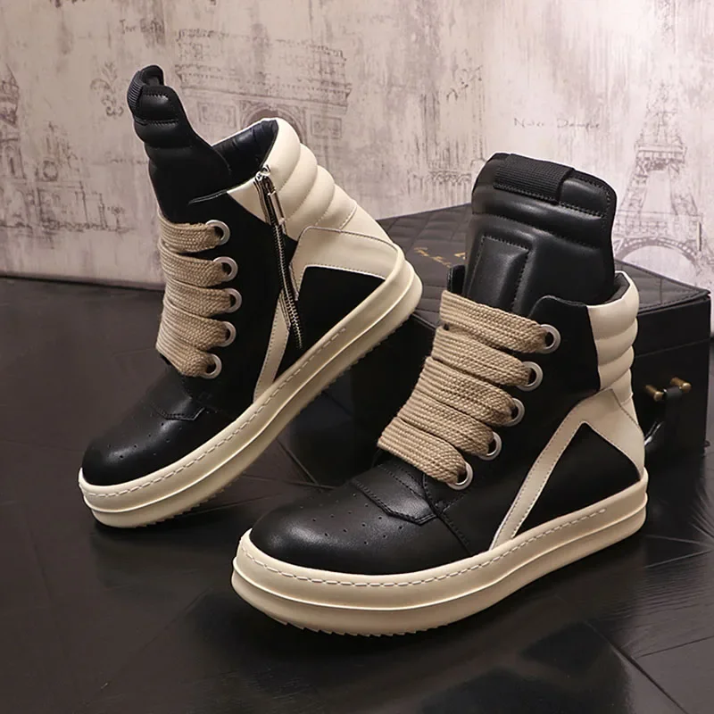 Men Genuine Leather Shoes Sneakers Mens Boots Fashion Casual Ankle Boots Man Male Platform Shoes for Men Designer Luxury Shoes