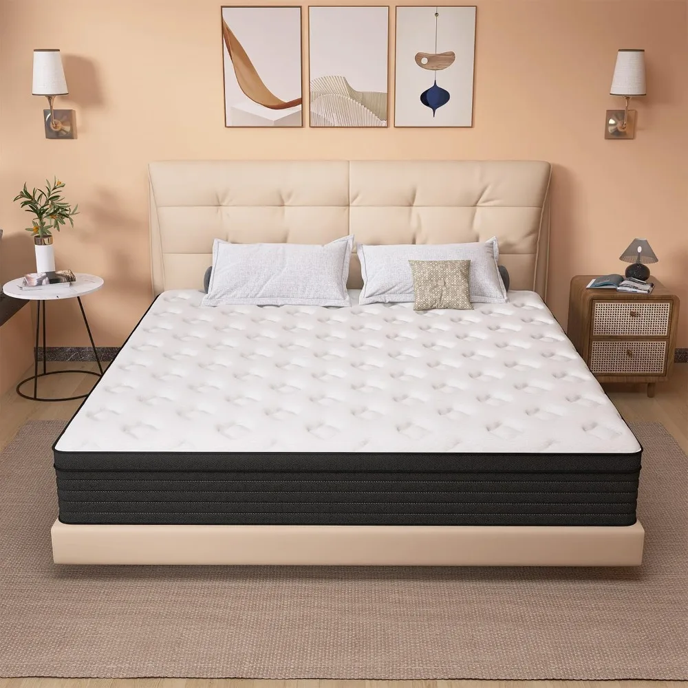 

Full Size Mattress, 10-Inch, Pocketed Coil, Gel Memory Foam, Medium Firm Mattress, Pressure Relief, Hybrid Twin Mattress