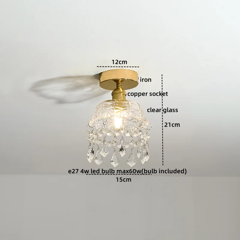 IWHD Glass Crystal LED Ceiling Lamp Indoor Lighting Porch Living Room Hallway Luxury Modern Ceiling Light Decoration Chandelier