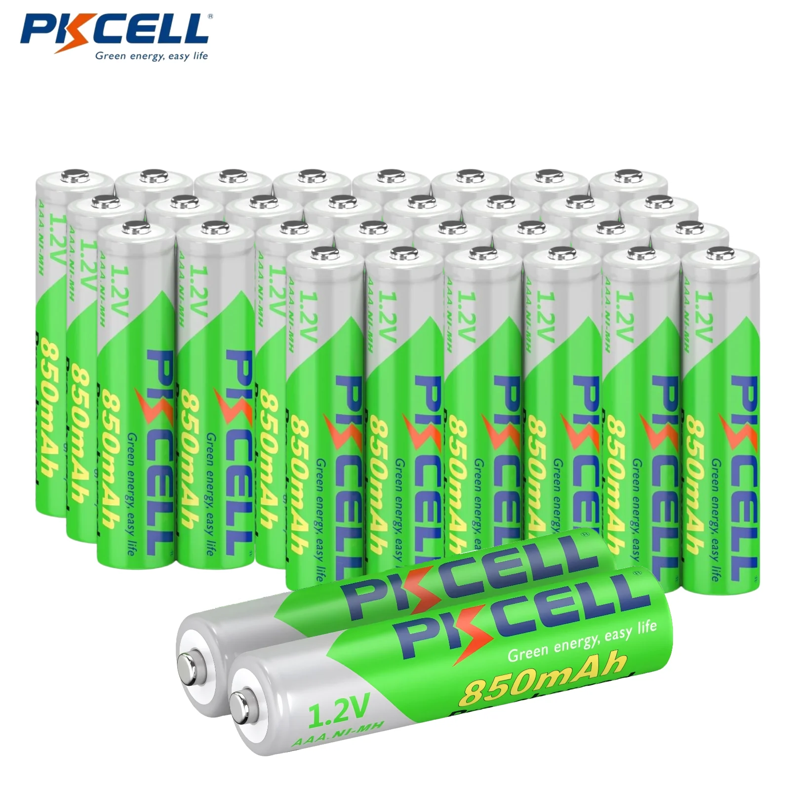 32PACKS PKCELL 1.2V AAA Nimh Rechargeable Cell Batterie 850mAh Nickel-Metal Hydride Pre-charged Battery For Remote Controls