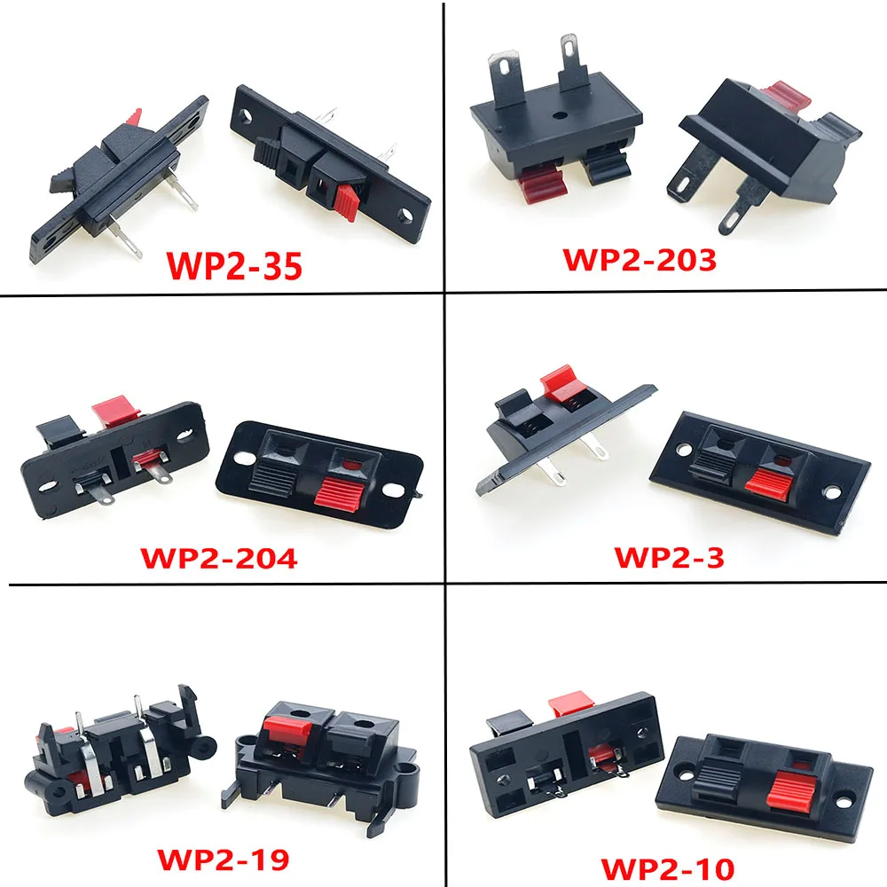 

1 Pieces WP2 Speaker Amplifier Positions Connector Terminal Push In Spring 2 Poles Audio Speaker Connector