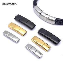 Stainless Steel Magnetic Clasps Leather Bracelets Cord Connector Three Link Buckle For DIY Jewelry Making Accessories Supplies