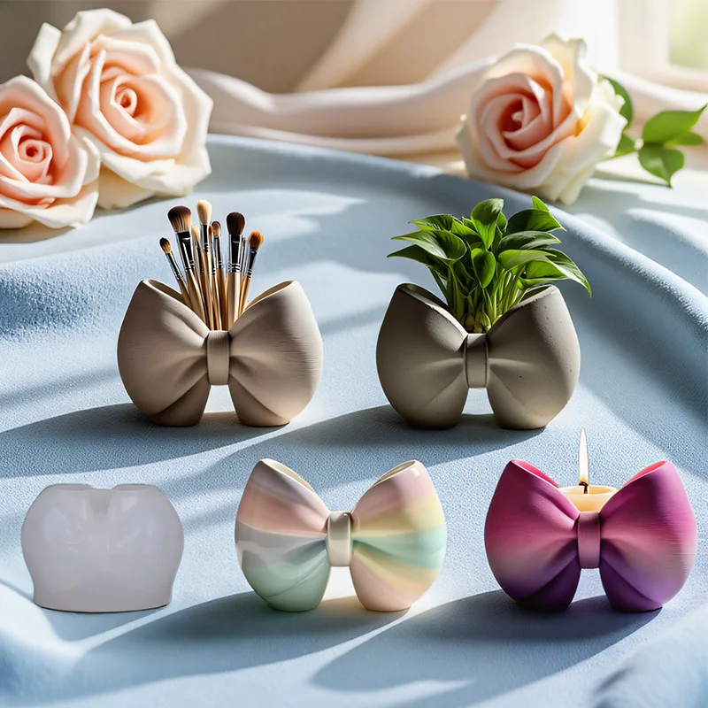 

Bowknot Aromatherapy Plaster Cup Mold Diy Epoxy Storage Cup Flower Pot Decoration Silicone Epoxy Resin Molds