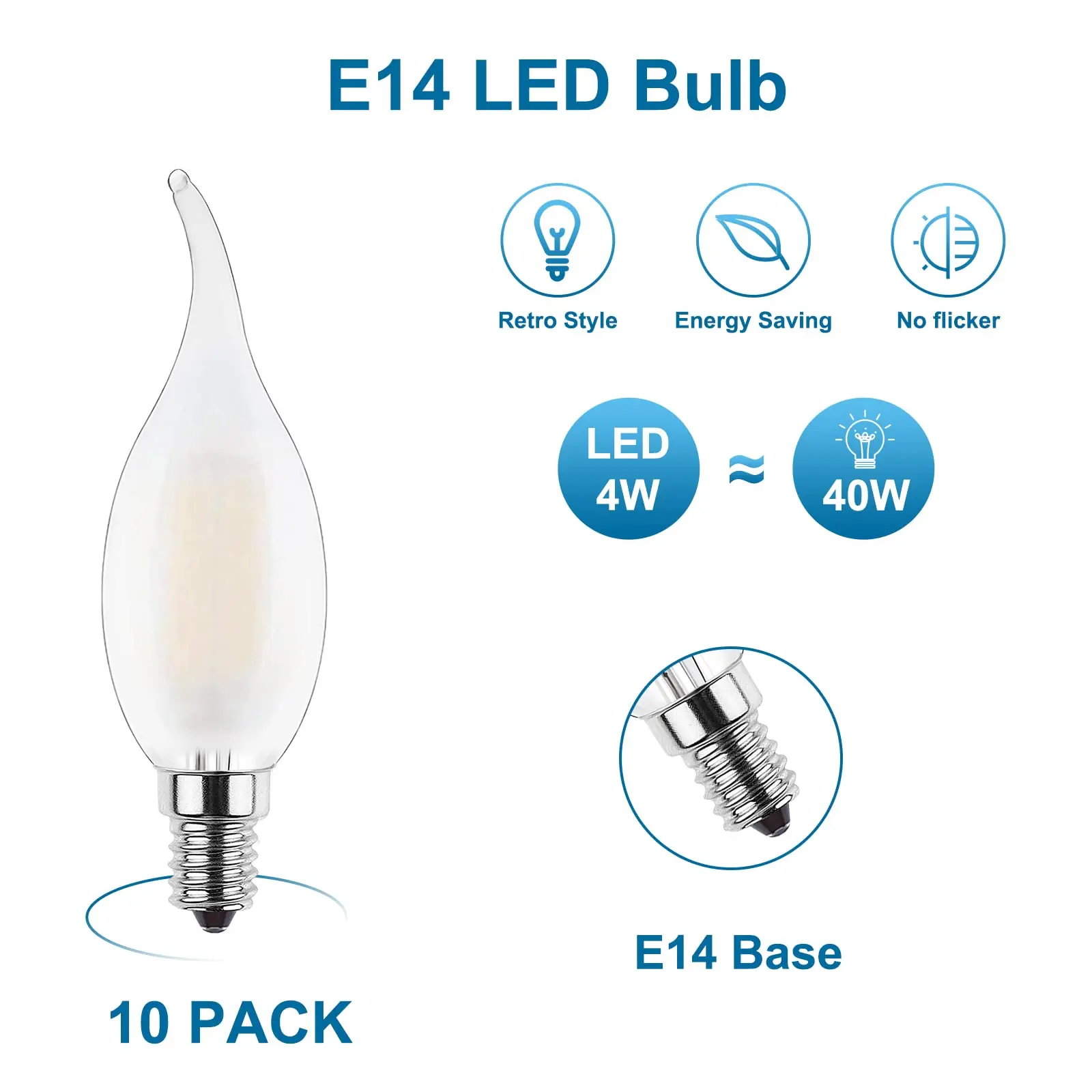 Retro światło świec Led C35 matowe E14 220V 4W przyciemniany żarnik żarówki ciepły biały 2700K lampa na żyrandol