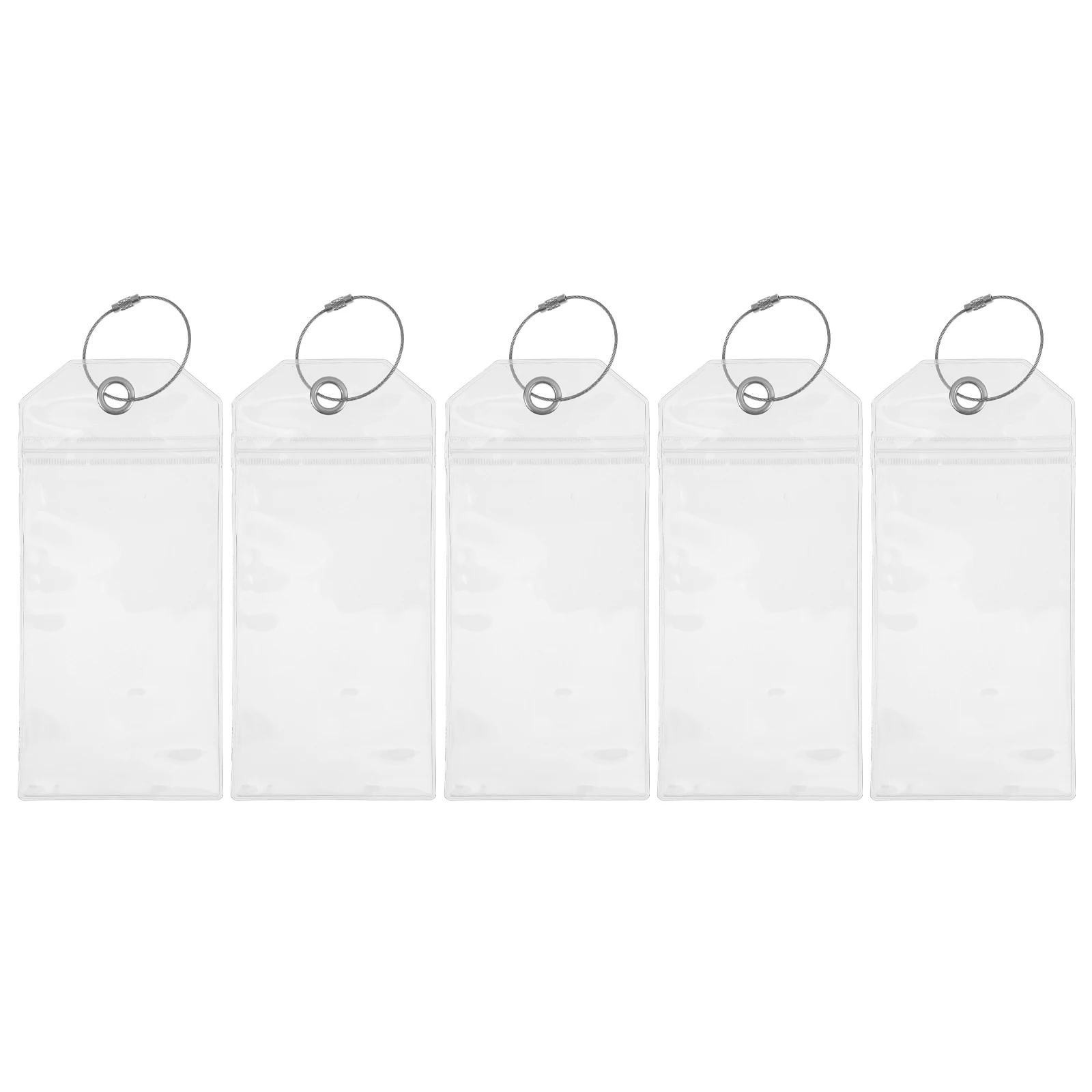 

5pcs Clear PVC Luggage Tags Waterproof ID with Steel Ring Badge Holders for Travel Cruise Wedding Pet Carriers Key Card Holders