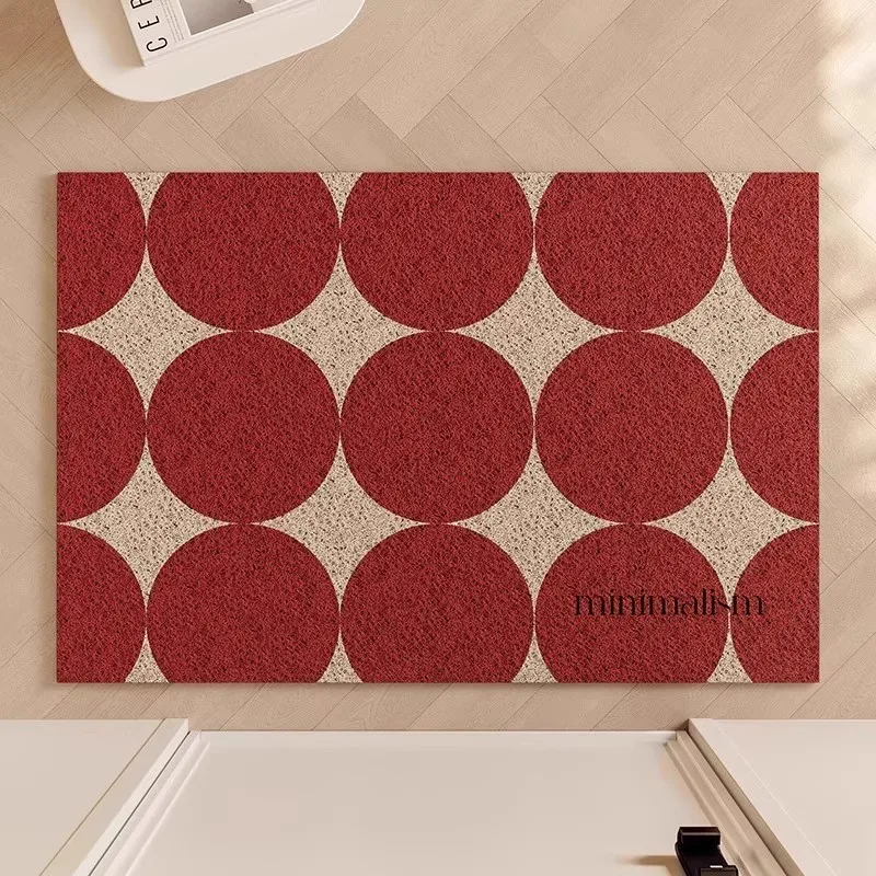 Easy Clean PVC Polka Dots Doormat Red Cuttable Entrance Welcome Mat Rug Carpet Floor Pad Outdoor Aesthetics Home Room Decor