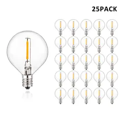 25 sztuk Vintage G40 Żarówki wymienne LED 1W E12 Gniazdo 220V 110V Ciepłe białe 2200K przezroczyste szkło Wymień 7W Żarówki