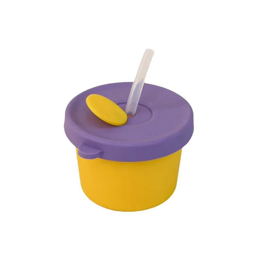 

BPA-FREE dishwasher safe school travel small 150ml snack nuts travel portable silicone food snack container box with straw