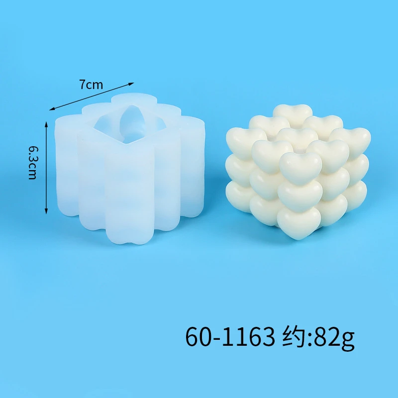 Vela de silicona 3D en forma de cuore de amor، molde de resina para jabón de Chocolate، cubo perfumado fait a mano