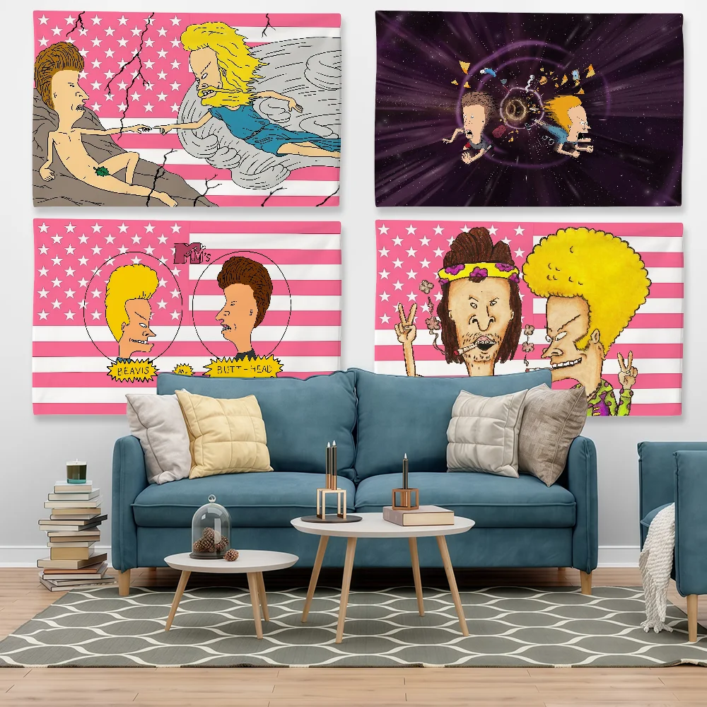 Cartoon B-Beavis ButtHead Flag Tapestry Outdoor Party Bedroom Living Room Dormitory Decorative Themed Wall Hanging Banner Gift