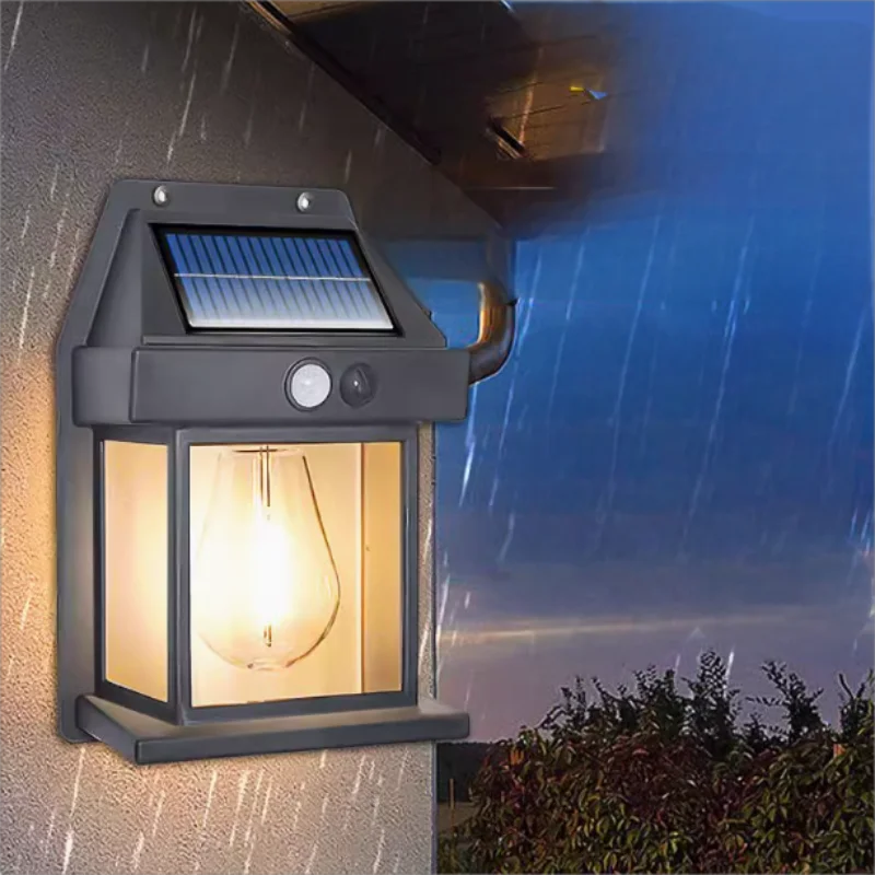 LED solar light tungsten filament warm light 3-mode outdoor waterproof and sun resistant courtyard garden villa atmosphere night