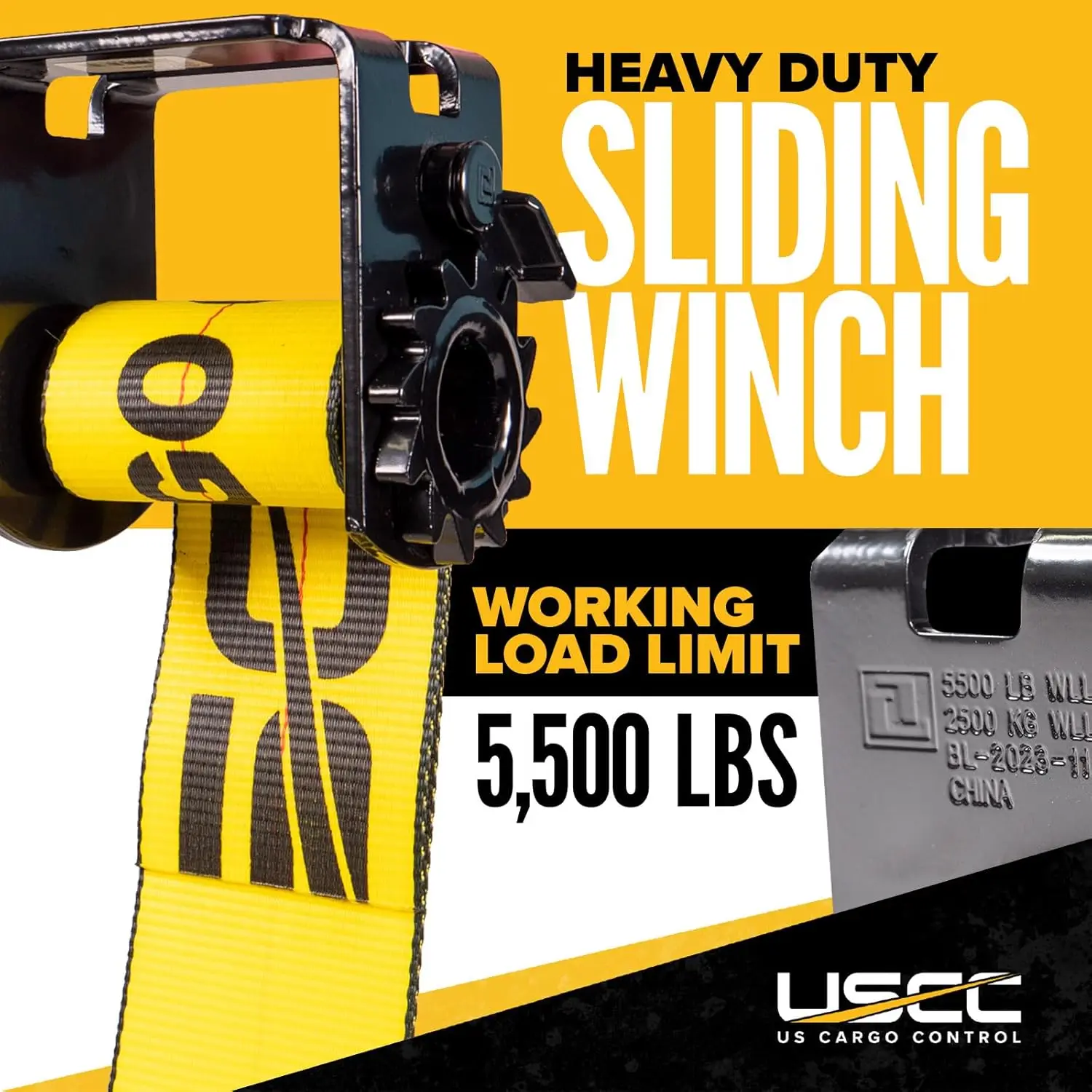 Standard Sliding Winch for Double L Tracks (5-Pack), 4 Inch Winch Holds Up to 20 Feet of Webbing, Slides to Any