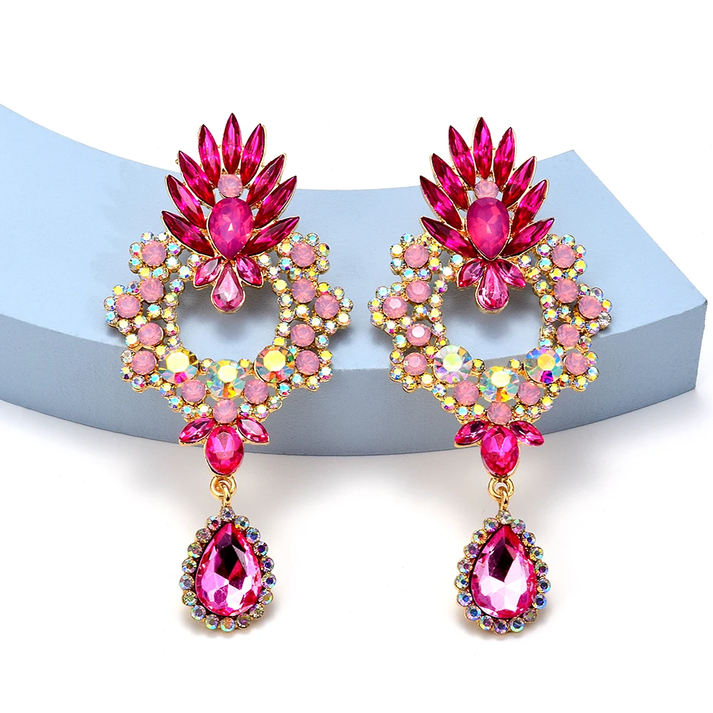 Hot Design Women's Rhinestone Drop Earrings Fashion Charm Crystal Earrings Party Wedding Jewelry Gifts Wholesale