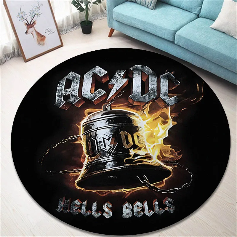 3D Rock band AC/DC retro printed round carpet bedroom beautiful carpet non-slip door pad floor mats area rug birthday gift