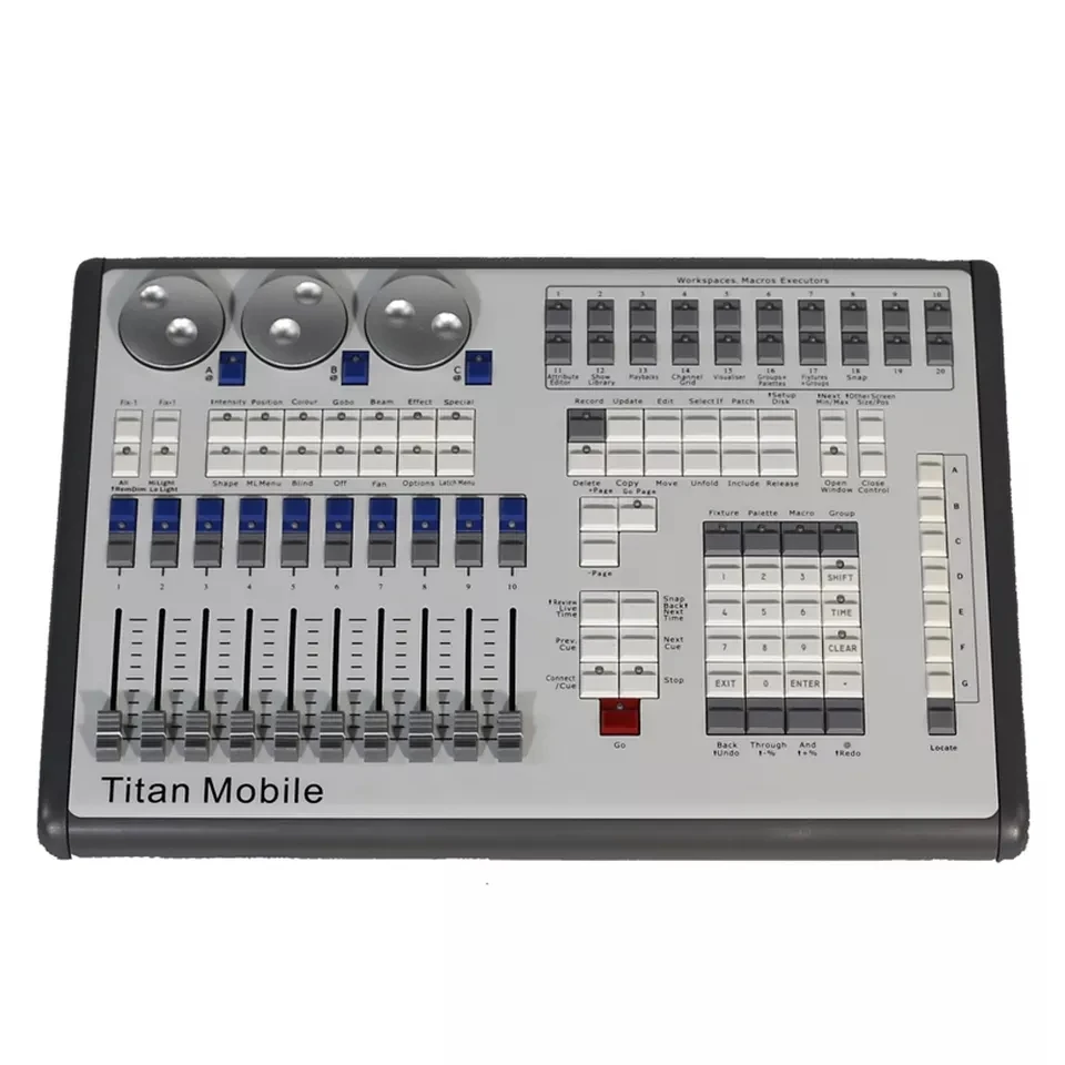 

Titan Mobile Stage Lighting Controller DMX512 Disco Lighting Console or Lighting Mixer Board