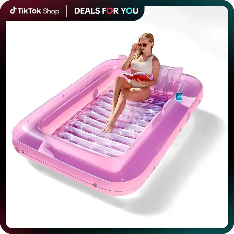 Factory Stock PVC Adult Inflatable Pool Float Bed with Comfortable Pillow Lounger Design
