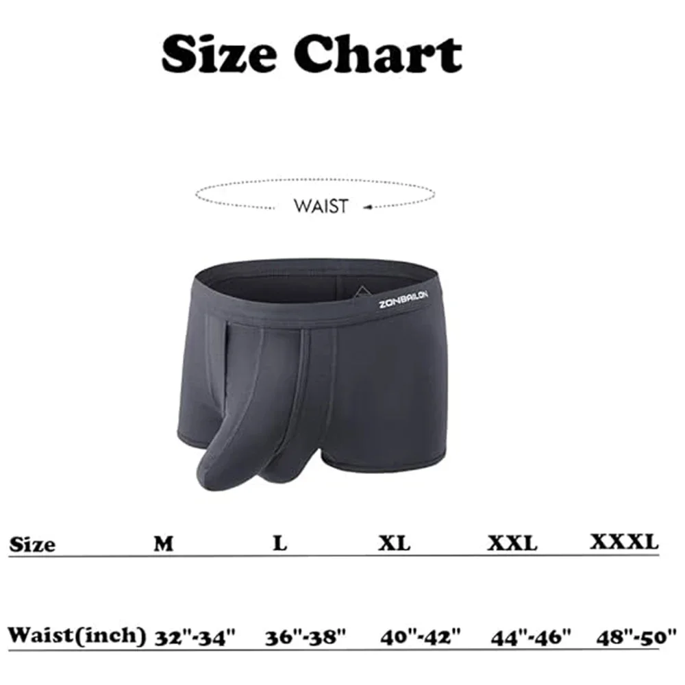 Jinshi Men's Dual Pouch Underwear Short Leg Bulge Boxer Briefs Separated Pouch Modal Trunks Men Underpants