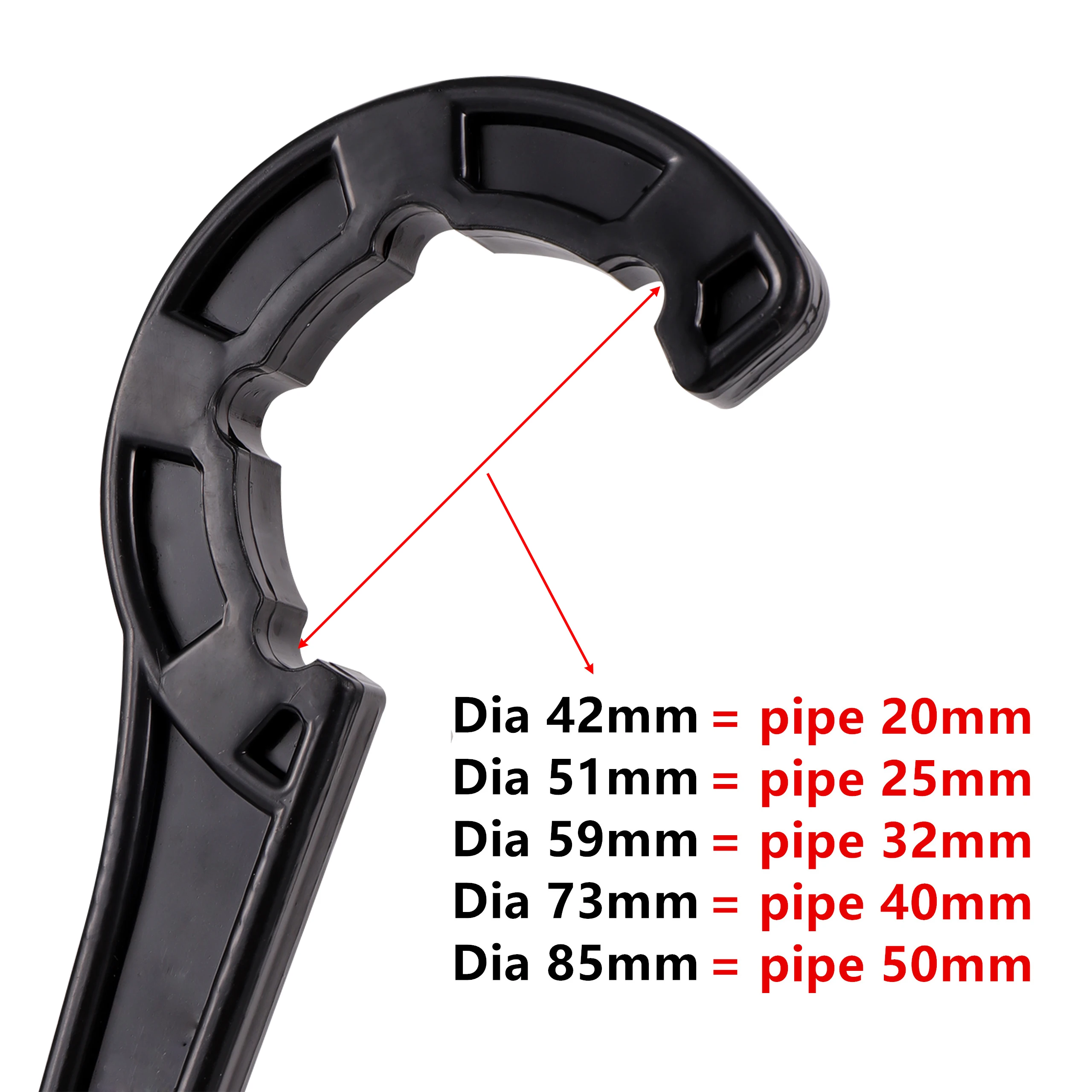 25-50Mm Wrench Spanner Tool Open End Adjuster PVC Tee Drain Pipe Black Plastic Muffler Fastener Universal Hand Tool 1Pc