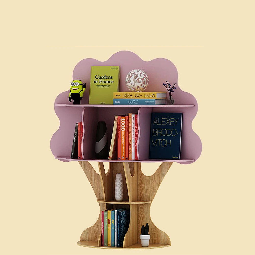 Floor Standing Tree Shaped Storage Rack Cartoon Children Bookshelf Kindergarten Book Collection Shelf Decorative Display Cabinet