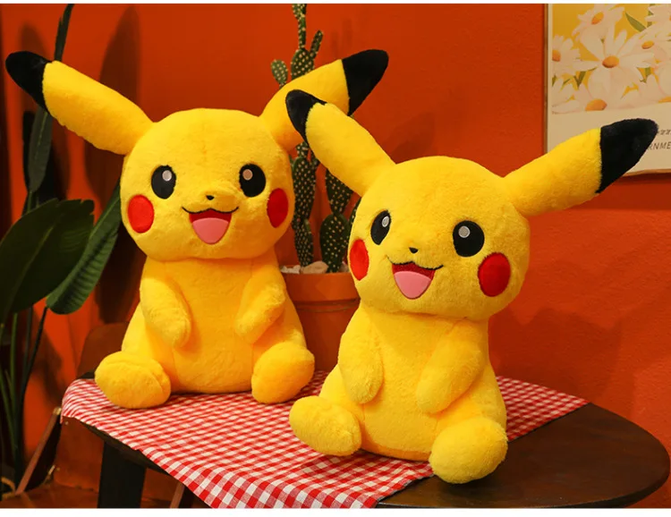 30-75cm Big Size Pikachu Plush Toy Cute Pokemon Pikachu Doll Super Soft Stuffed Pokémon Smile Pikachu Pillow Christmas Gifts Kid