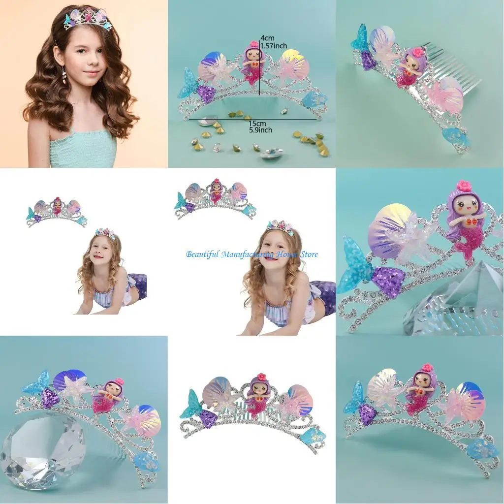 

E56A Versatile Children's Heart Tiaras Colorful And Stylish Headpiece For Everyday Wear Birthday Party Accessory