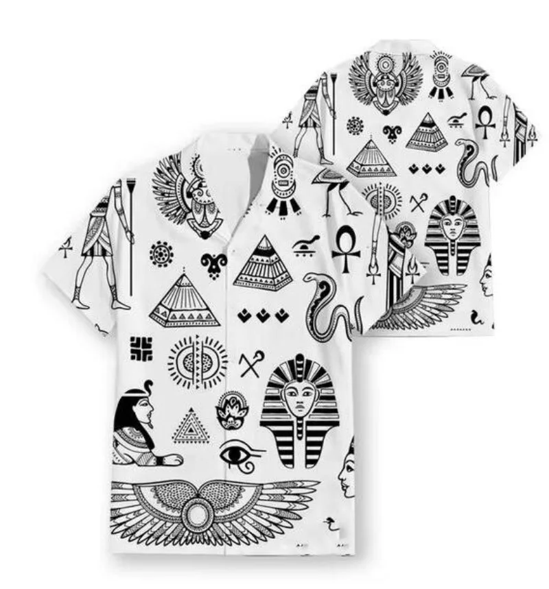 

Hawaiian Short Sleeve Men's Shirt Casual Egyptian Pharaoh Funny 3D Printed Casual Shirts Fashion Men Tops K03