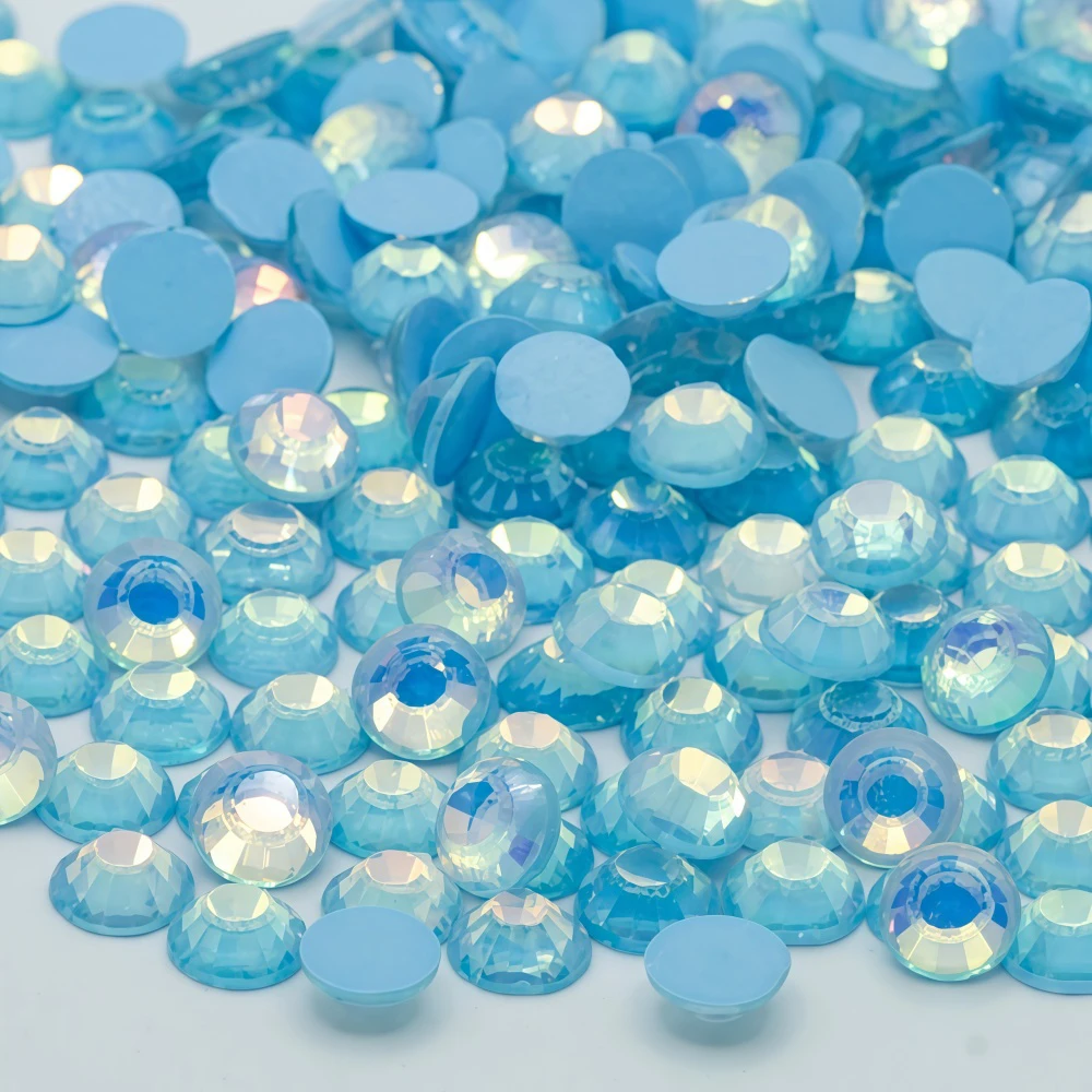 ss6-ss30 Luminous Neon Crystal AB Glass Non Hot Fix Rhinestone Flatback Glue On 3D Glitter Nail Art Rhinestones Decorations