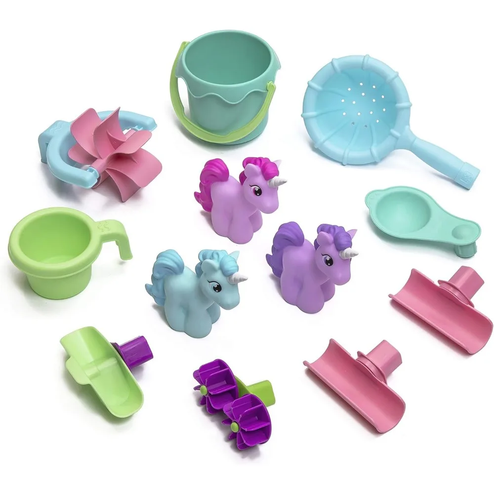 Kids Water & Sand Activity Table with Rain Shower, 13-Piece Sensory Playset for Outdoor Summer Fun, Ages 1.5+