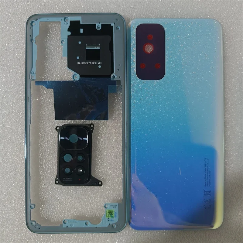 For Xiaomi Redmi Note 11 4G / Note 11S Full Housing Case Middle Frame+Battery Back Cover Rear Door With Camera Lens Repair Parts