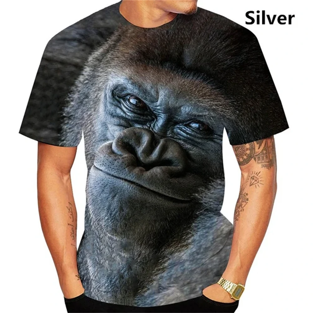 Summer Funny Kiss Monkey Lip Graphic T Shirt for Men Clothing 3D Spoof Gorilla Orangutan Printed Unisex Short Sleeve Tops Tees