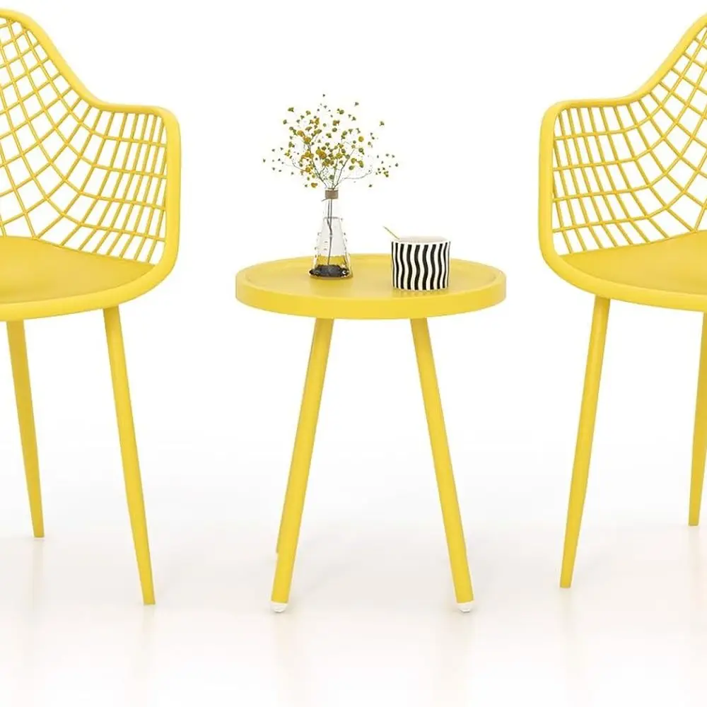 

Yellow 3-Piece Outdoor Bistro Set with Durable Weather-Resistant Table and Chairs for Porch, Balcony, and Backyard