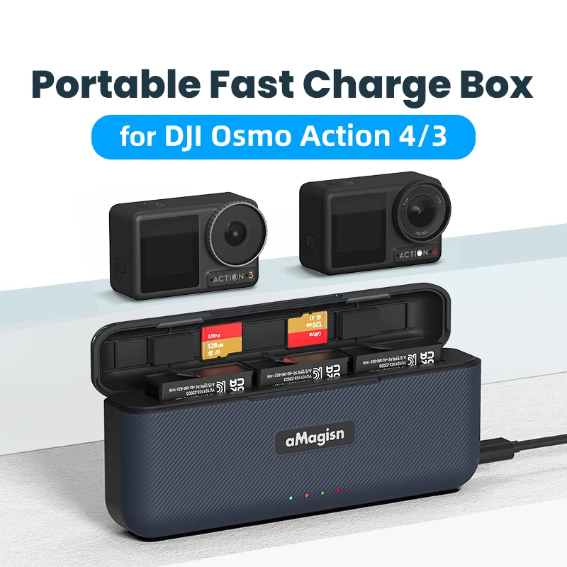 

for DJI Osmo Action 4 Battery Fast Charging Case for Osmo Action 3 Charger Sports Camera Accessories