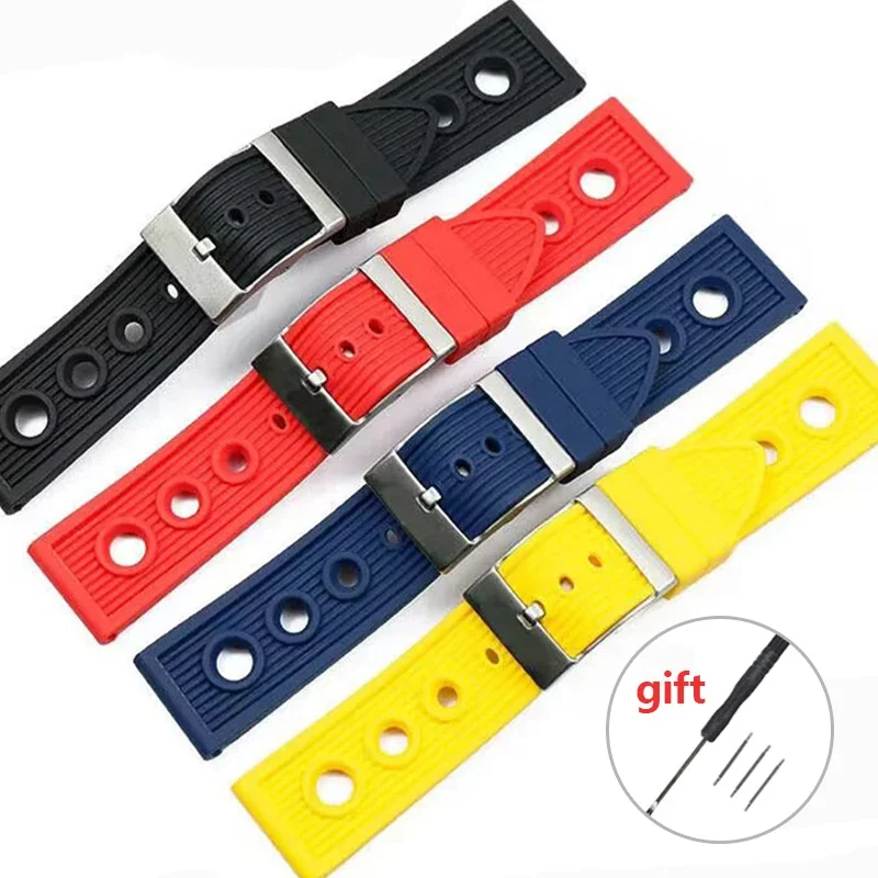 Waterproof Breathable Silicone Wrist Strap for Rolex Universal Watchband for Seiko 22mm Rubber Straps Male Female Bracelet Belt