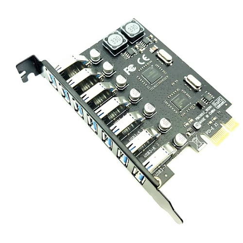 Imagen 2 del producto Adaptador de tarjeta de expansión USB 3,0 PCI-E, 7 puertos, adaptador de concentrador USB 3,0, controlador externo, extensor PCI-E, tarjeta PCI Express para escritorio