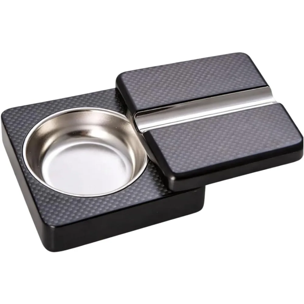 

Compact Swivel Cigar Ashtray Solid Wood with Stainless Tray for Outdoor Travel Indoor Use