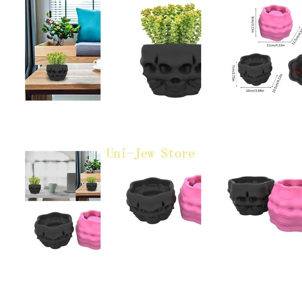 

40GB Skull Flowerpot Mold Decoration Halloween Theme Silicone Holder Mold