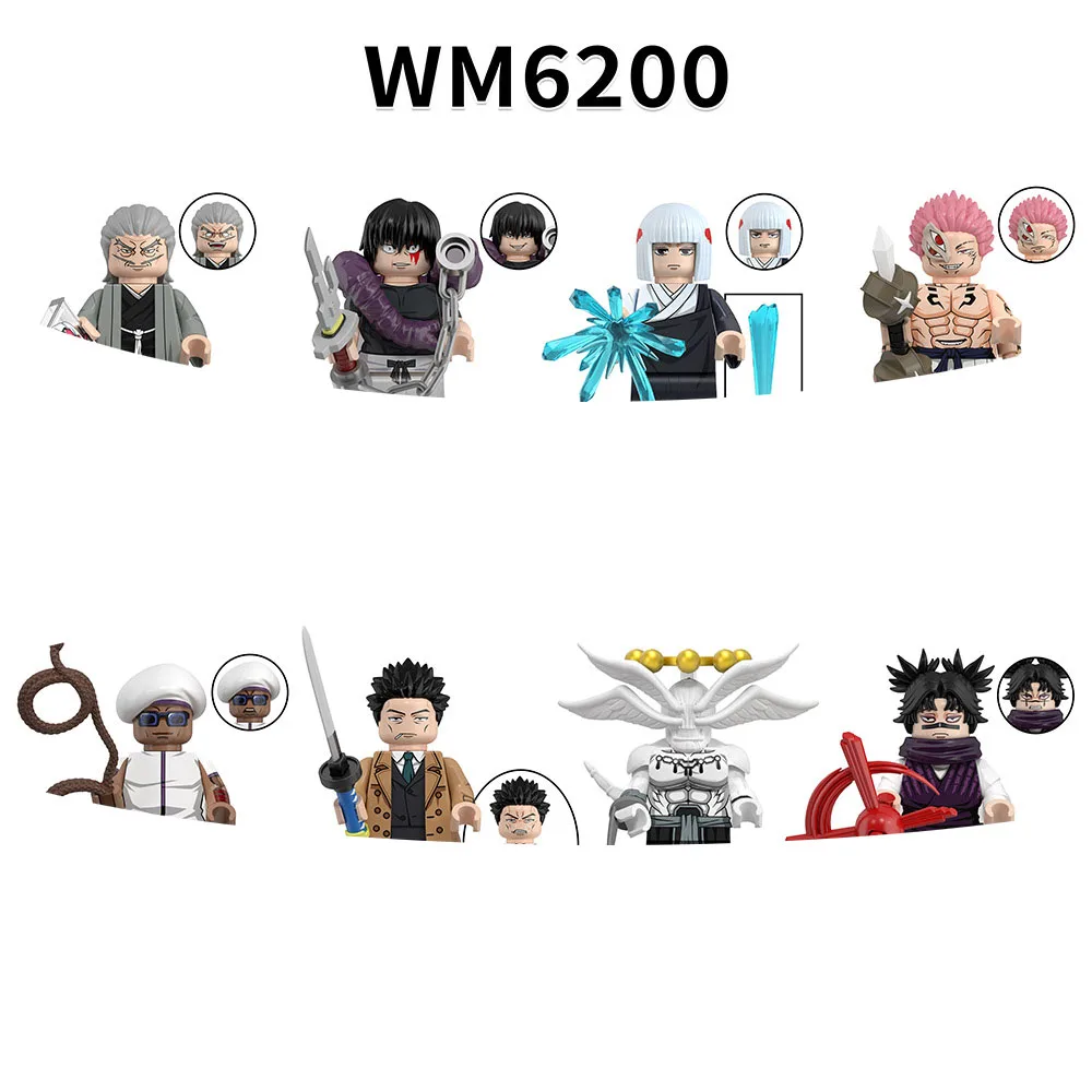 8 unids/set WM6200 Jujutsu Kaisen figuras de construcción de juguete