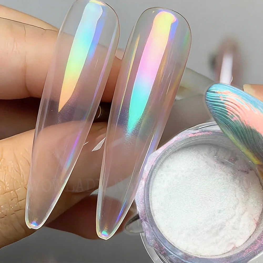 1Jar Mint Green Aurora Chrome Nagelpuder Meerjungfrauen-Grün Nagelglitzer Transparenter Spiegel-Chrom-Puder Nagelkunst-Pigment 0,3g