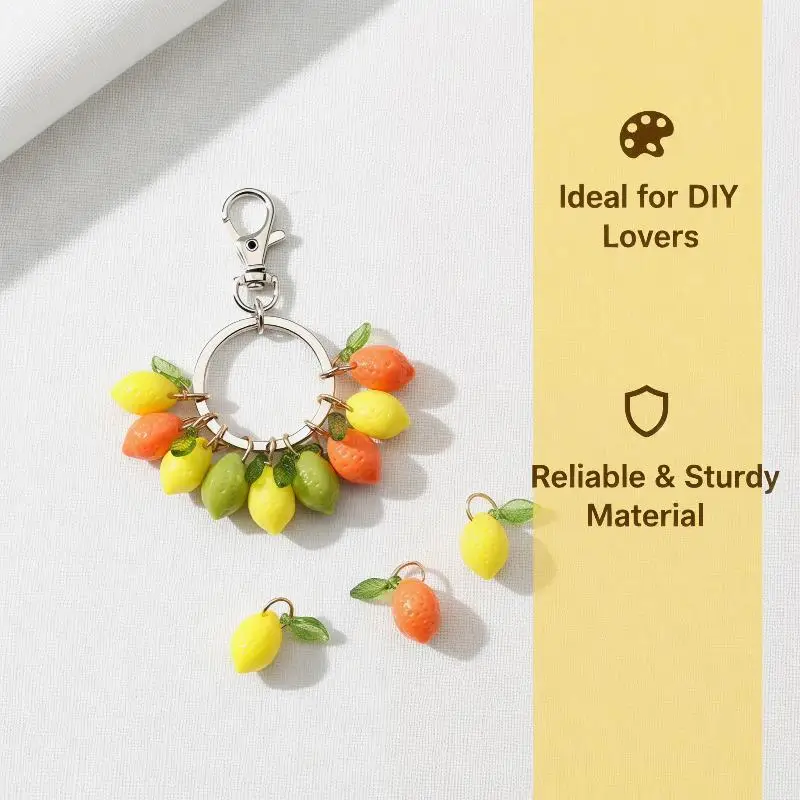 10 Stück Acryl-Zitronenanhänger DIY Charms Kleiner Zitronenanhänger Handgemachtes DIY-Schmuckzubehör – Detail 5