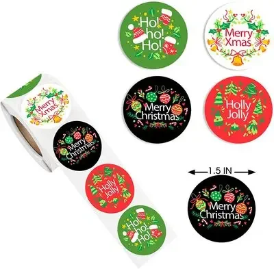 Merry Christmas Stickers Color Stamping Christmas Label For Child Gift Decor Shop Product Packaging Stickers Label 2500pcs