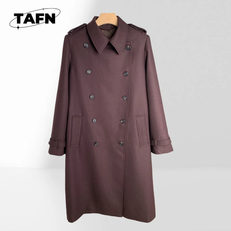 Women's Autumn Coat with Adjustable Waist Solid Color Casual Overcoat with Belt Women's Relaxed Fit Long Sleeve Overcoat AK1141