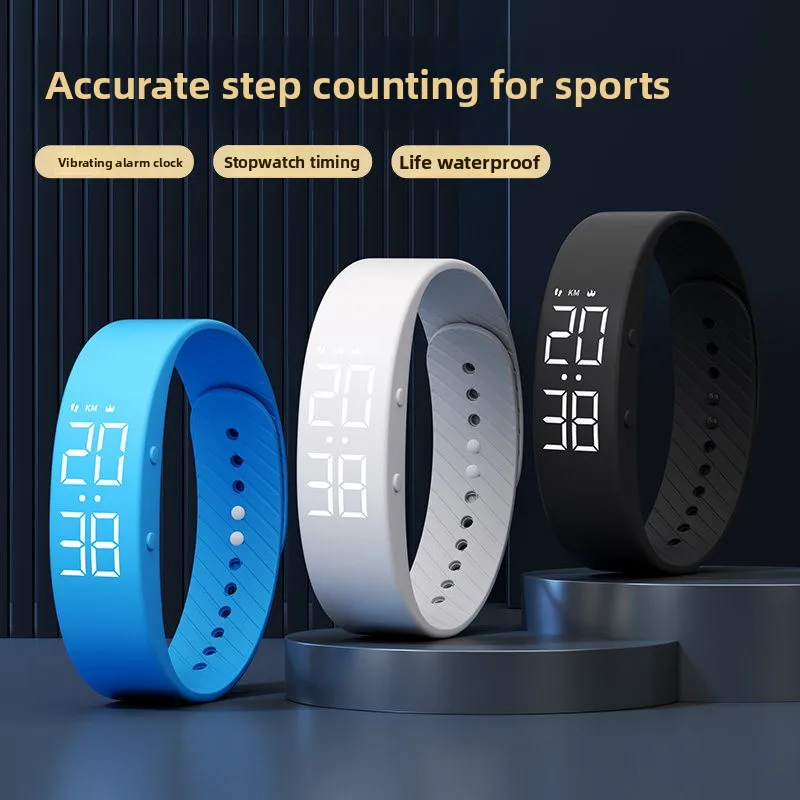 Casual Fashion Digital Watch Male Female Middle High School Student Waterproof Silent Vibration Alarm Outdoor Sport Pedometer