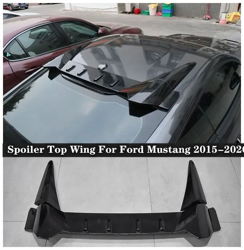 High Quality ABS & Carbon fiber Grain Rear Trunk Lip Spoiler Splitter Top Wing For Ford Mustang 2015 2016 2017 2018 2019 2020