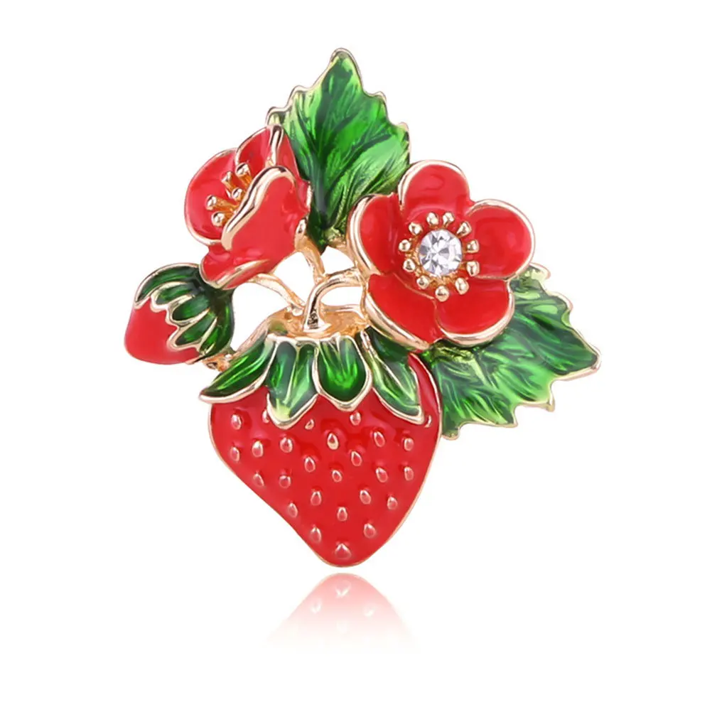 

1pc Strawberry Brooch Cartoon Alloy Pin For Women Fashion Clothing Hat Bag Women Brooch Pin Accessory Red Decor